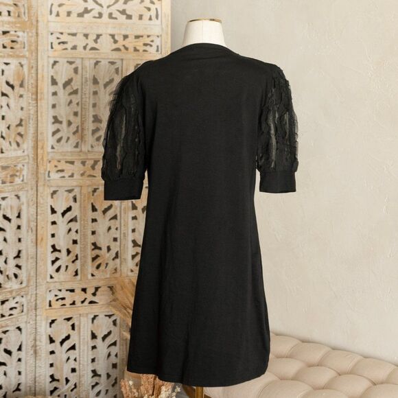 On Twelfth Black‎ Lace Sleeve T-Shirt Dress size L - Picture 7 of 10